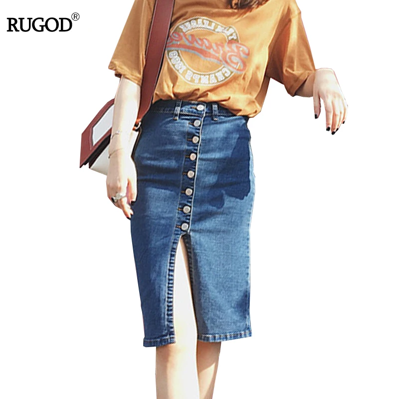 Rugod 2019 New Denim Skirt High Waist Skirts Women Jeans Saia Slim Front Split Midi Skirts Women Casual Cowboy Faldas Jupe
Rugod 2019 New Denim Skirt High Waist Skirts Women Jeans Saia Slim Front Split Midi Skirts Women Casual Cowboy Faldas Jupe