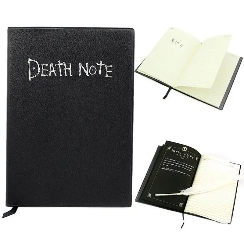 Image New Death Note Cosplay Notebook Feather Pen Book Anime Writing Journal Gift Supplies School Supplies