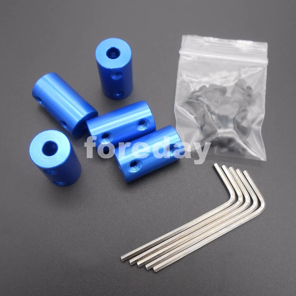 

10PCS 3 to 8mm BLUE Aluminum alloy Coupling Coupler Screw Hole diameter 4mm L: 25mm Out-Dia:14mm BLUE *FD431X10