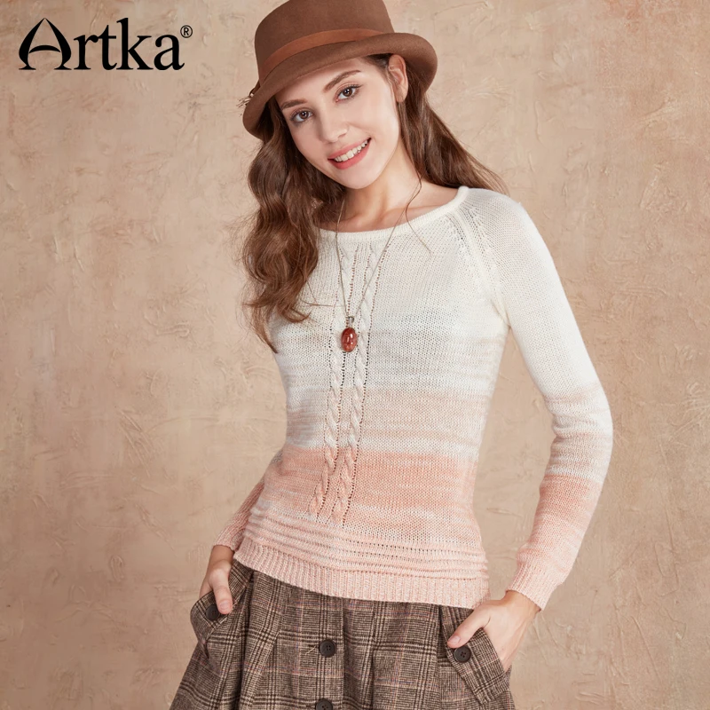ARTKA Women's 2018 Autumn New Gradient Color Casual Sweater Fashion O-Neck Raglan Sleeve All-match Pullover Knitwear YB13160Q
ARTKA Women's 2018 Autumn New Gradient Color Casual Sweater Fashion O-Neck Raglan Sleeve All-match Pullover Knitwear YB13160Q