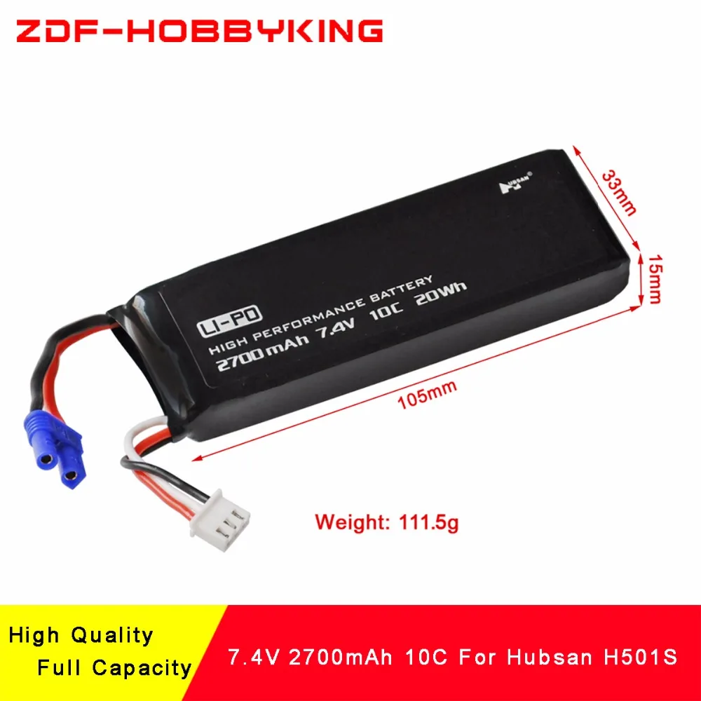 

ZDF New Arrived High Quality 2S 2700mAh 7.4V 10C battery for rc quadcopter Hubsan H501S H501C H501A spare parts