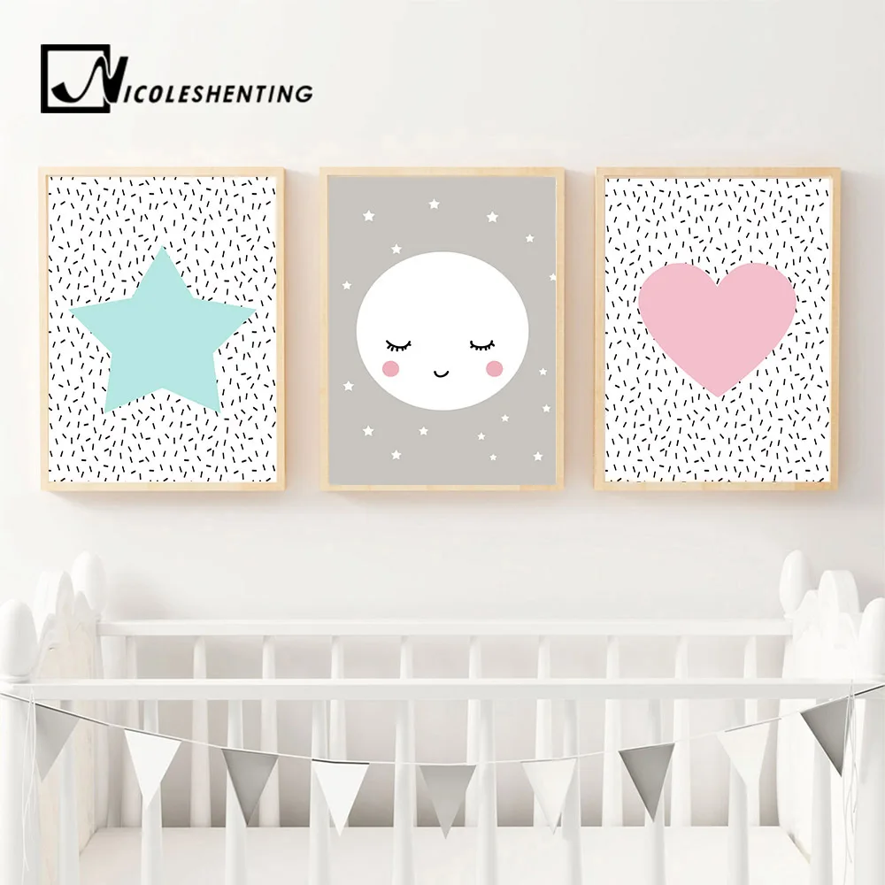 Pink Heart Moon Star Wall Art Canvas Poster Kawaii Cartoon Nordic Nursery Prints Painting Picture Children Bedroom Decoration
Pink Heart Moon Star Wall Art Canvas Poster Kawaii Cartoon Nordic Nursery Prints Painting Picture Children Bedroom Decoration