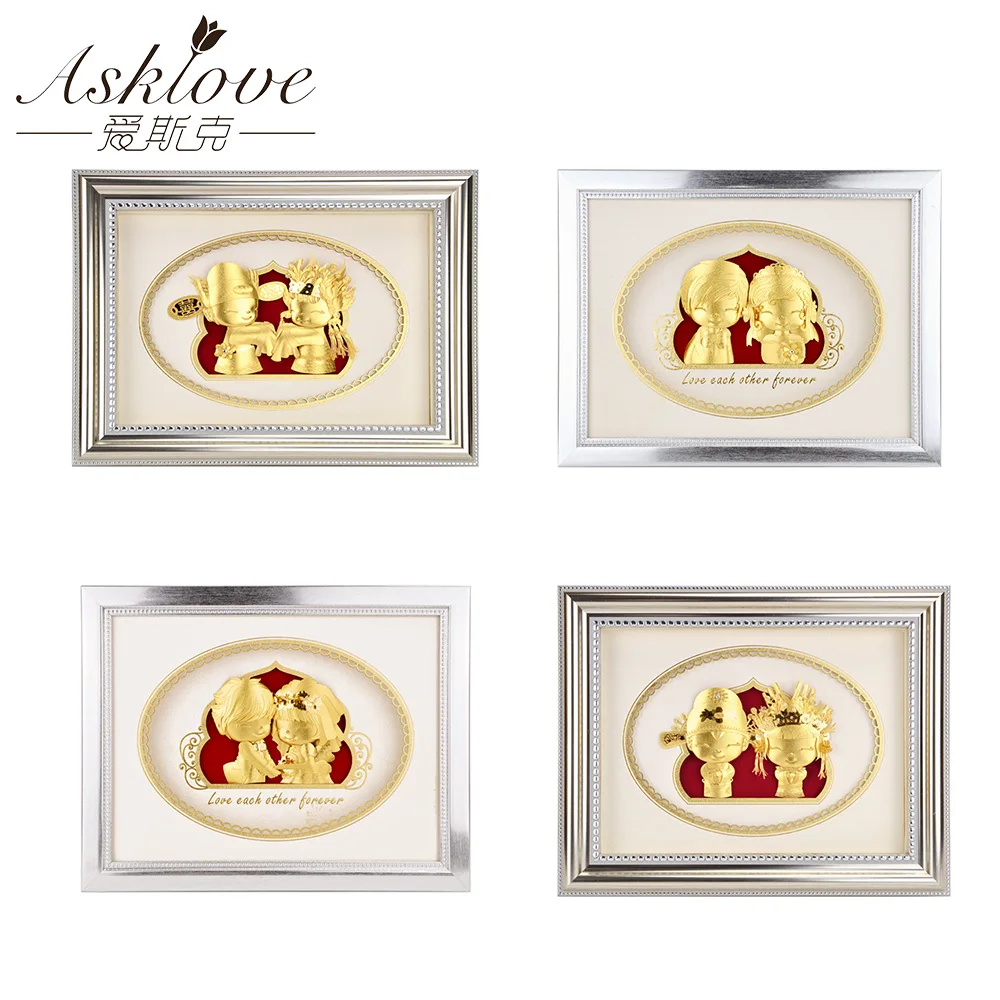 Asklove Gold foil Wedding Doll Wall art painting pictures 24K Gold foil 3D painting send friend Gifts Home decoration Ornament
Asklove Gold foil Wedding Doll Wall art painting pictures 24K Gold foil 3D painting send friend Gifts Home decoration Ornament