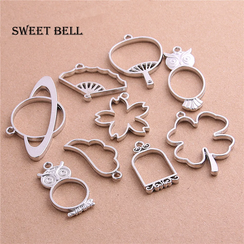 Sweet Bell 18pcs mix umbrella birdcage fan bottle wing charm Hollow glue blank pendant tray bezel charms DIY Handmade
Sweet Bell 18pcs mix umbrella birdcage fan bottle wing charm Hollow glue blank pendant tray bezel charms DIY Handmade