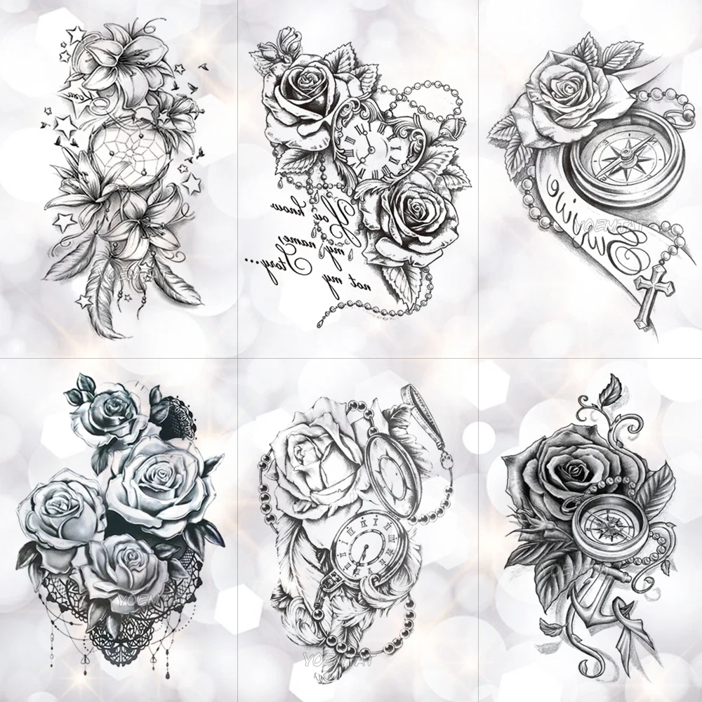 Rose Lace Crystal Clock Waterproof Temporary Tattoo Sticker Star Lily Feather Flash Tattoos Body Art Arm Fake Tatoo
Rose Lace Crystal Clock Waterproof Temporary Tattoo Sticker Star Lily Feather Flash Tattoos Body Art Arm Fake Tatoo