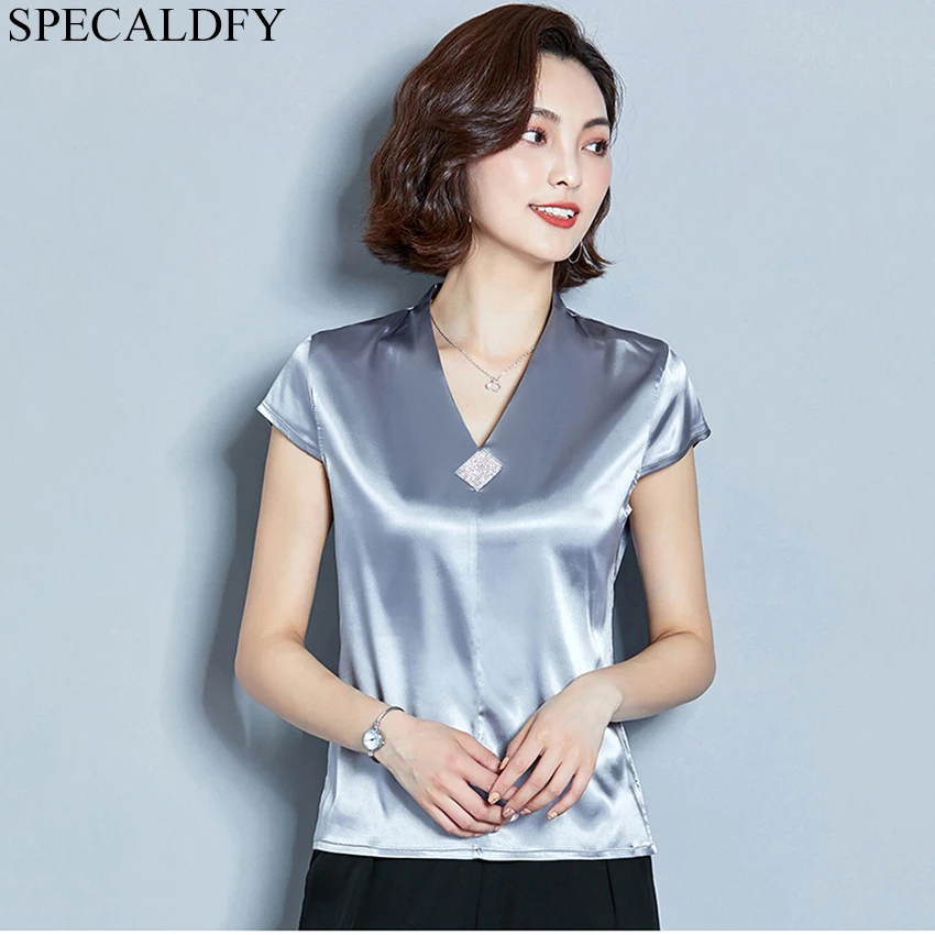 2019 Summer Silk Blouse Women Tops Fashion Elegant Short Sleeve Solid Shirt Women Blouses Ladies Office Shirts Blusas Femininas
2019 Summer Silk Blouse Women Tops Fashion Elegant Short Sleeve Solid Shirt Women Blouses Ladies Office Shirts Blusas Femininas