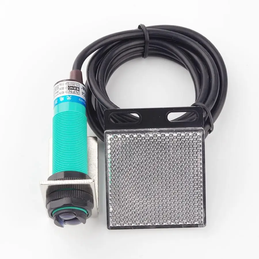 10-300CM 3-36V DC NPN N/O E18-D80NK Photoelectric Switch Infrared Proximity Sensor With Reflector Board
10-300CM 3-36V DC NPN N/O E18-D80NK Photoelectric Switch Infrared Proximity Sensor With Reflector Board