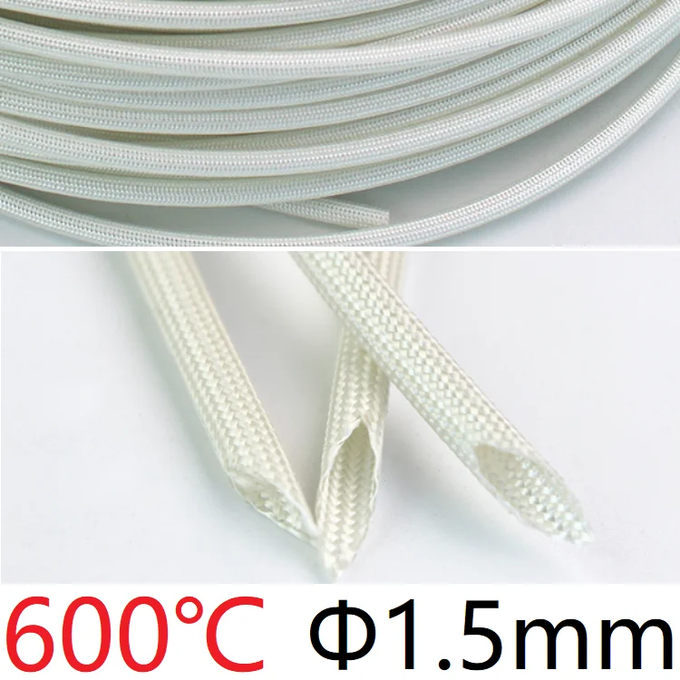 

Chemical Fiberglass Tube ID 1.5mm Braided Wire Cable Sleeve Insulated Flame Resistant Soft Pipe High Temperature 600Deg.C White