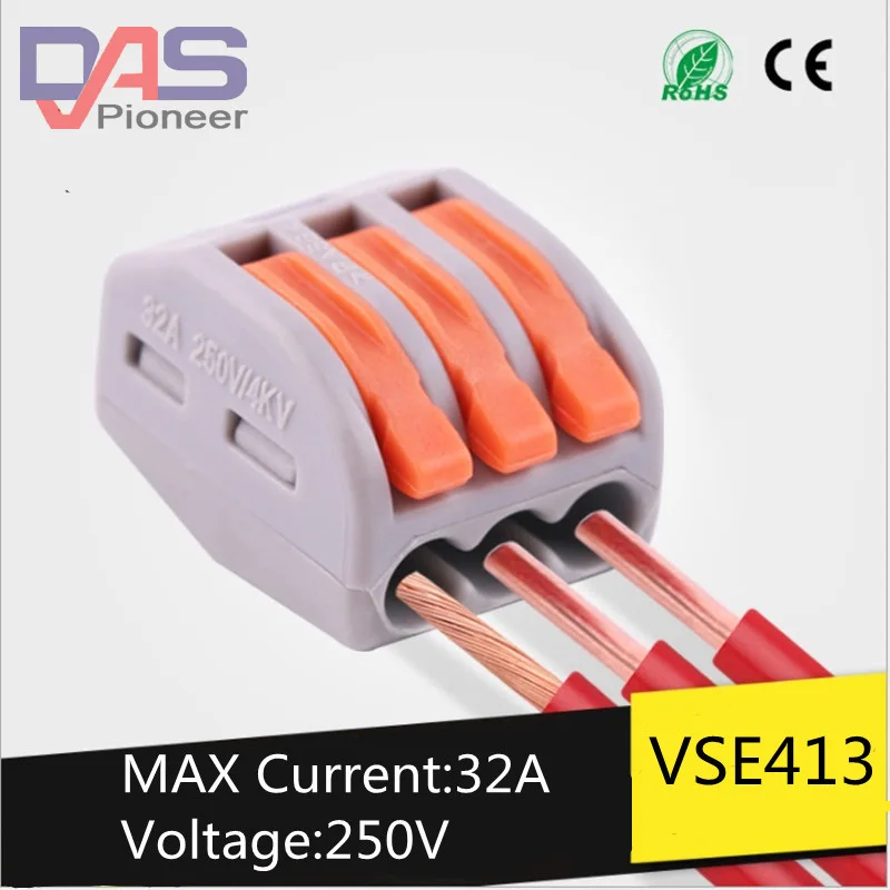 25pcs / lot) pct-213Universal Compact Wire Wiring Connector 3 pin Conductor Terminal Block With Lever AWG 28-12 wago
25pcs / lot) pct-213Universal Compact Wire Wiring Connector 3 pin Conductor Terminal Block With Lever AWG 28-12 wago