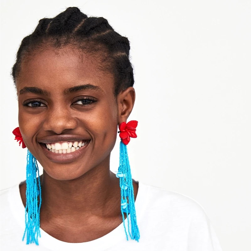 JURAN Women brand long Blue beads tassel dangle earrings Bohemia jewelry accessories Boho Ethnic Red flower earrings za jewelry
JURAN Women brand long Blue beads tassel dangle earrings Bohemia jewelry accessories Boho Ethnic Red flower earrings za jewelry