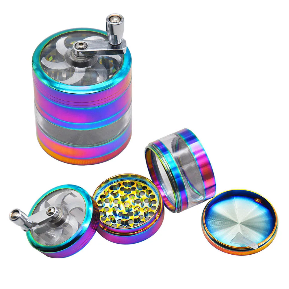 HORNET Rainbow Zinc Alloy Smoking Grinder Large Window Space Case 2.5 Inch 4 Piece Metal Tobacco Herb Grinders Smoke Muller
HORNET Rainbow Zinc Alloy Smoking Grinder Large Window Space Case 2.5 Inch 4 Piece Metal Tobacco Herb Grinders Smoke Muller