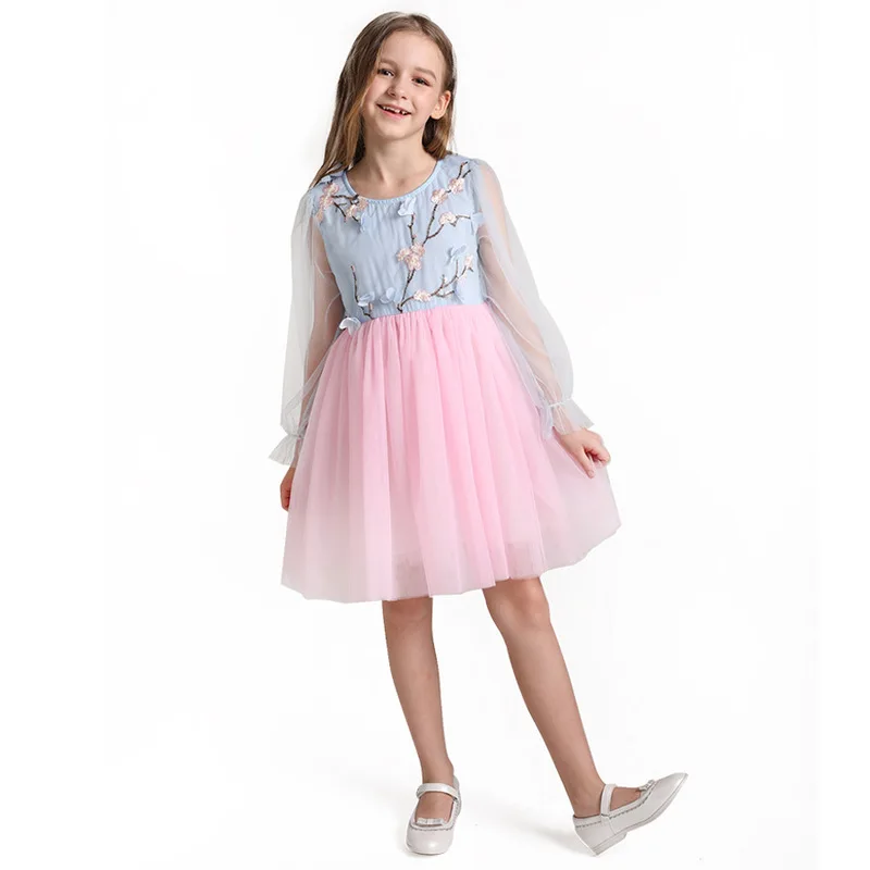 Tulle Dress Girls Party Clothing 10 12 years Embroidery Flower Blue Pink Dress 2019 New Autumn Winter Wedding Dress
Tulle Dress Girls Party Clothing 10 12 years Embroidery Flower Blue Pink Dress 2019 New Autumn Winter Wedding Dress