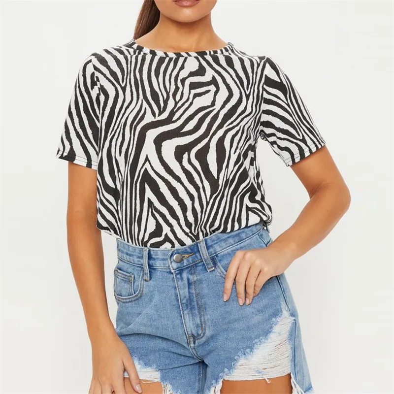 2019 Summer Tshirt Women Vintage Striped Zebra Print Short Sleeve T-Shirt Ladies Loose O-Neck Casual Tee Shirt Chemise Femme 2XL
2019 Summer Tshirt Women Vintage Striped Zebra Print Short Sleeve T-Shirt Ladies Loose O-Neck Casual Tee Shirt Chemise Femme 2XL