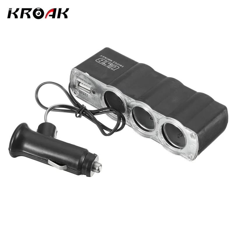 Car Cigarette Lighter Plug 3 Way Charger USB Triple Socket Splitter 12/24V Car Socket Adapter Car Styling
Car Cigarette Lighter Plug 3 Way Charger USB Triple Socket Splitter 12/24V Car Socket Adapter Car Styling