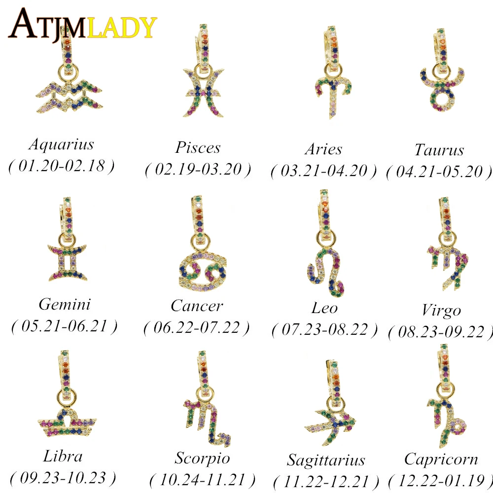 12 Constellations Zodiac Sign hoop earrings for Women Girls Gold Rainbow color cz Cubic Zirconia fashion Anel anillos Jewelry
12 Constellations Zodiac Sign hoop earrings for Women Girls Gold Rainbow color cz Cubic Zirconia fashion Anel anillos Jewelry