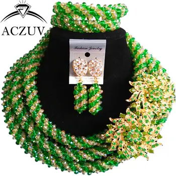 ACZUV Chunky Green and Gold AB Crystal Beaded African Beads Nigerian Necklace Bridal Wedding Party Jewelry Sets A3R006
ACZUV Chunky Green and Gold AB Crystal Beaded African Beads Nigerian Necklace Bridal Wedding Party Jewelry Sets A3R006