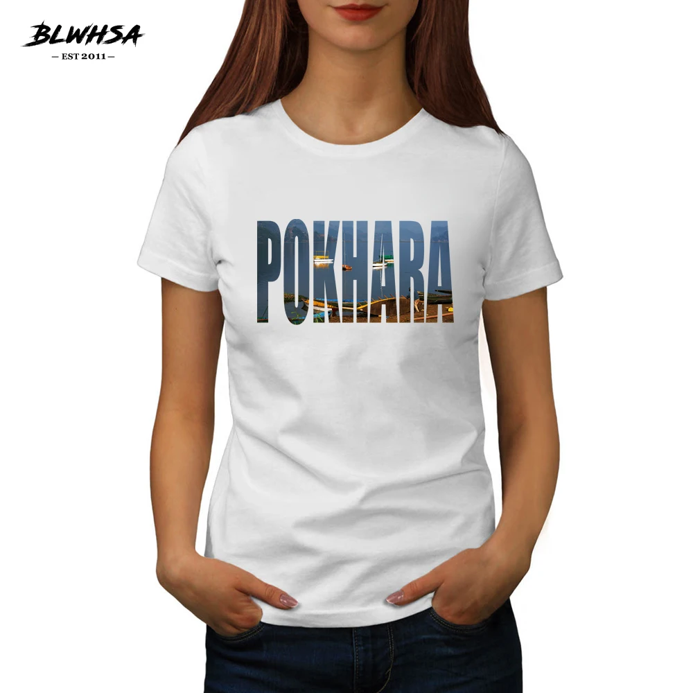 Новая женская футболка BLWHSA с принтом покхары, модная женская футболка с принтом покхары в непальском городе, забавная летняя футболка
Новая женская футболка BLWHSA с принтом покхары, модная женская футболка с принтом покхары в непальском городе, забавная летняя футболка