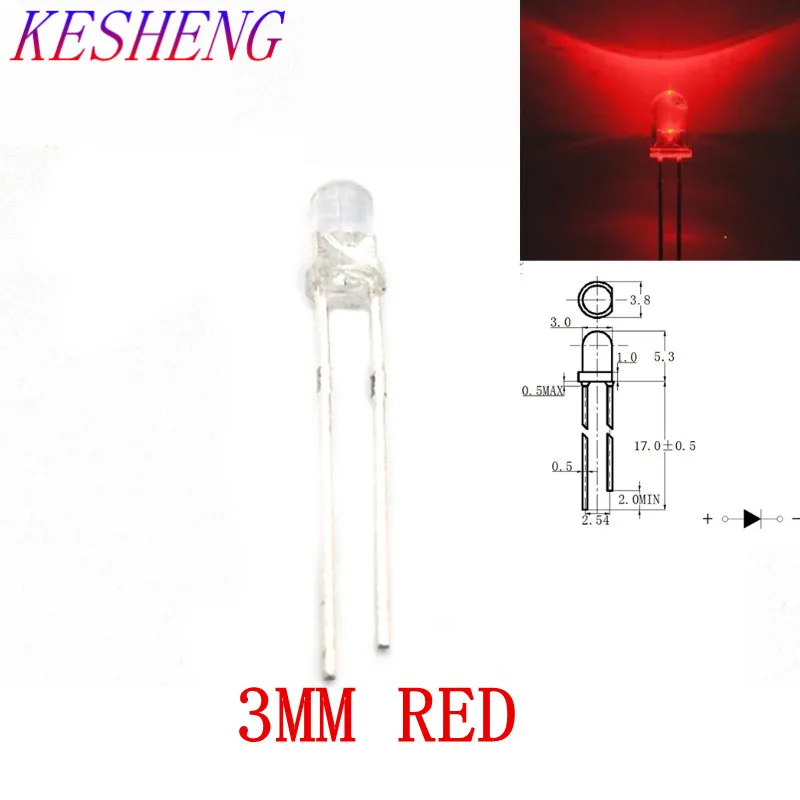 F3 Super Bright 3MM Round Red Transparent LED Light Lamp Emitting Diode High Quality 1000pcs/lot
F3 Super Bright 3MM Round Red Transparent LED Light Lamp Emitting Diode High Quality 1000pcs/lot