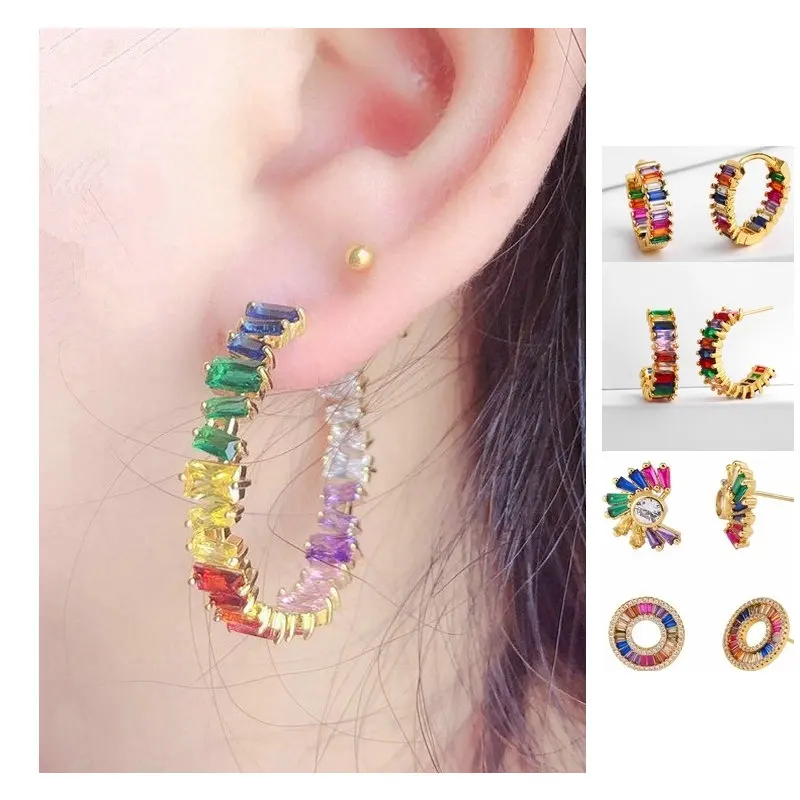 Luxury Geometric Semi-circular Color Zircon Earrings Women C-shaped Round Fan-shaped Bohemian Personality Zircon Earrings 2019
Luxury Geometric Semi-circular Color Zircon Earrings Women C-shaped Round Fan-shaped Bohemian Personality Zircon Earrings 2019