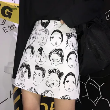 2019 Women Streetwear High Waist Printed Mini Skirt Japanese Harajuku Black White Short A Line Skirt Korean Pattern Clothes
2019 Women Streetwear High Waist Printed Mini Skirt Japanese Harajuku Black White Short A Line Skirt Korean Pattern Clothes