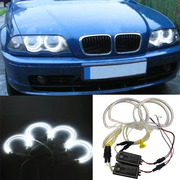 

car-styling 4PCS 131MM+146MM Reflector CCFL Angel Eye Rings 6000K Halo Light Lamp Kit for BMW 3 SERIES E46 Blue/White