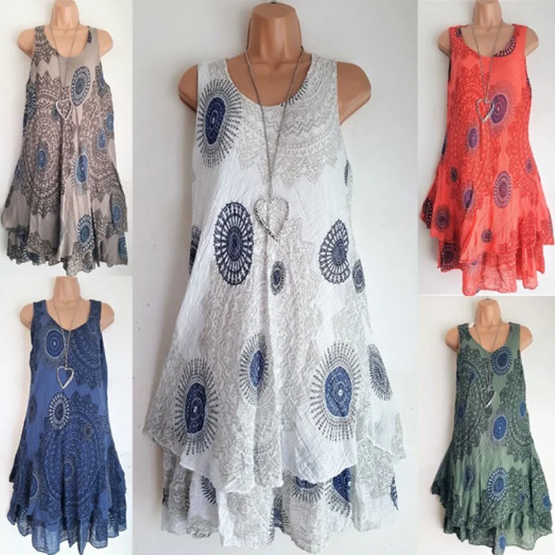 Summer Sleeveless Floral Print Loose Dress Six Colors Casual Women Dress Robe Femme Ete 2019 Sexy Dress Plus Size Sundress DT77
Summer Sleeveless Floral Print Loose Dress Six Colors Casual Women Dress Robe Femme Ete 2019 Sexy Dress Plus Size Sundress DT77