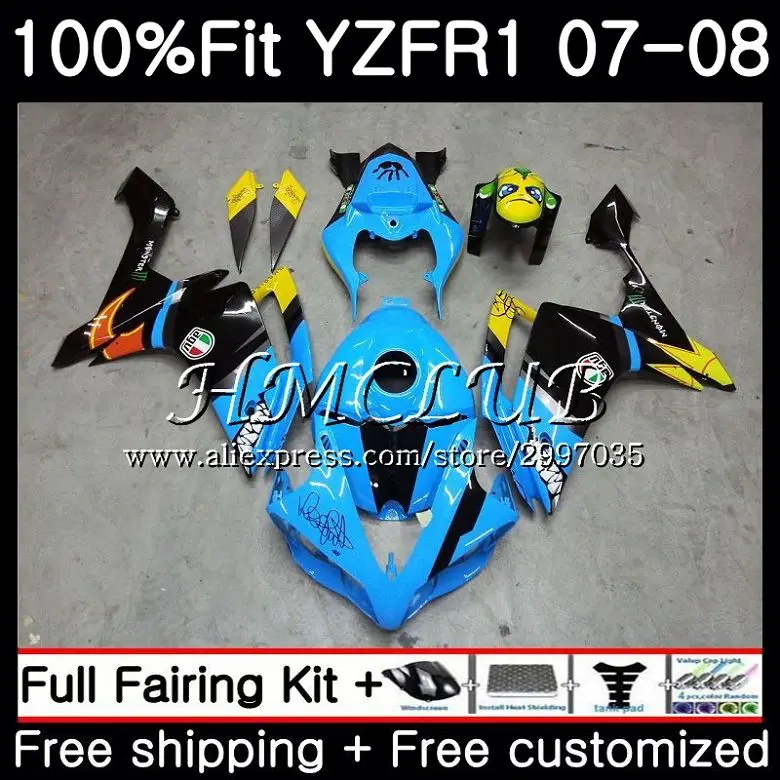 Injection Body For YAMAHA YZF R 1 YZF 1000 YZF R1 2007 2008 11HC.3 YZF1000 Shark Blue YZF-1000 YZF-R1 YZFR1 07 08 Fairing kit
Injection Body For YAMAHA YZF R 1 YZF 1000 YZF R1 2007 2008 11HC.3 YZF1000 Shark Blue YZF-1000 YZF-R1 YZFR1 07 08 Fairing kit