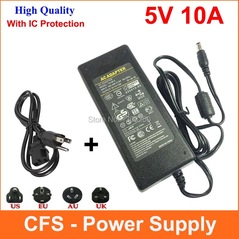 AC DC LED Switching Power Supply 5V 10A Adapter AC100-240V to DC5V 50W Transformer for Led Strip EU UK US AU Plug
AC DC LED Switching Power Supply 5V 10A Adapter AC100-240V to DC5V 50W Transformer for Led Strip EU UK US AU Plug