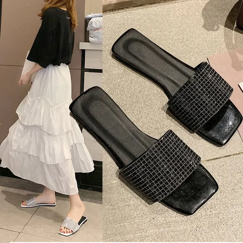 Women Flat Slippers Summer Glitter Slides Square Open Toe Ladies Shoes Soft Comfortable Flip Flops Bling Casual Female Sandals
Women Flat Slippers Summer Glitter Slides Square Open Toe Ladies Shoes Soft Comfortable Flip Flops Bling Casual Female Sandals