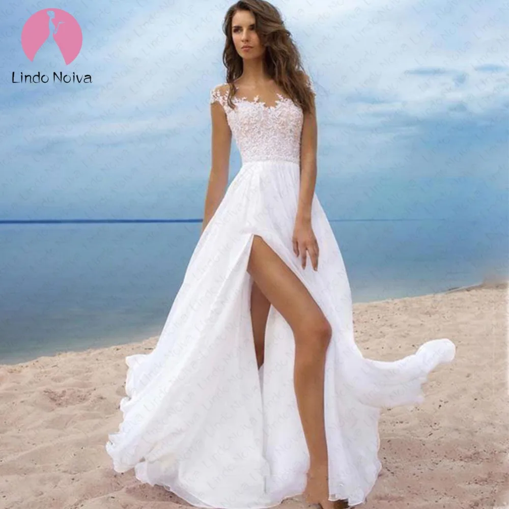 New Arrival Beach Boho Wedding Dresses 2019 Scoop A Line Side Slit Cap Sleeves Chiffon Bohemian Bridal Gowns Vestido De Noiva
New Arrival Beach Boho Wedding Dresses 2019 Scoop A Line Side Slit Cap Sleeves Chiffon Bohemian Bridal Gowns Vestido De Noiva