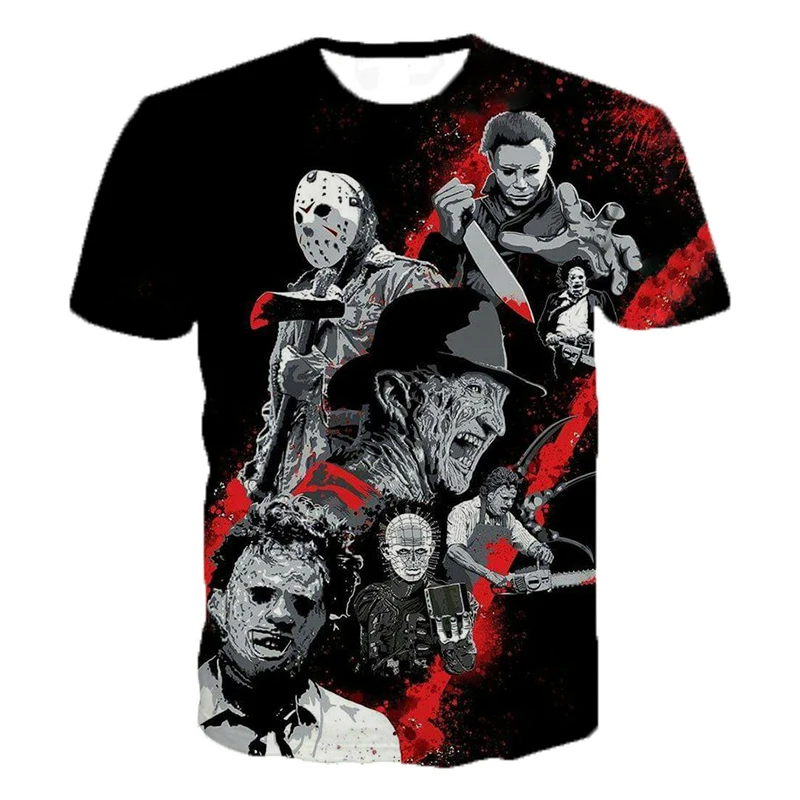 Freddy Jason Murderers Personality T Shirts Horror Movies 3D Printed T Shirts Men Women Fashion Short Sleeve Plus Size T Shirts
Freddy Jason Murderers Personality T Shirts Horror Movies 3D Printed T Shirts Men Women Fashion Short Sleeve Plus Size T Shirts