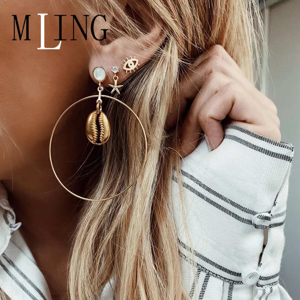 MLIING 3 Pcs/Set 2019 Fashion Starfish Circle Shell Devil Eye Hoop Earrings For Women Girls
MLIING 3 Pcs/Set 2019 Fashion Starfish Circle Shell Devil Eye Hoop Earrings For Women Girls