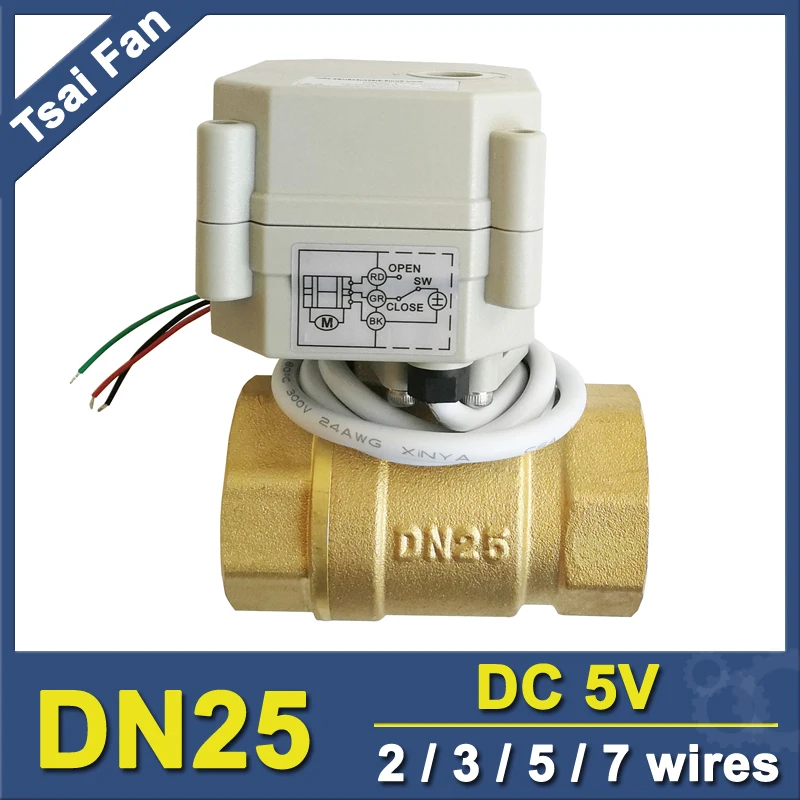 

TF25-B2-C 1" Brass DN25 Motorized Valve DC5V 2/3/5/7 Wires Metal Gear CE/IP67 For Plumbing