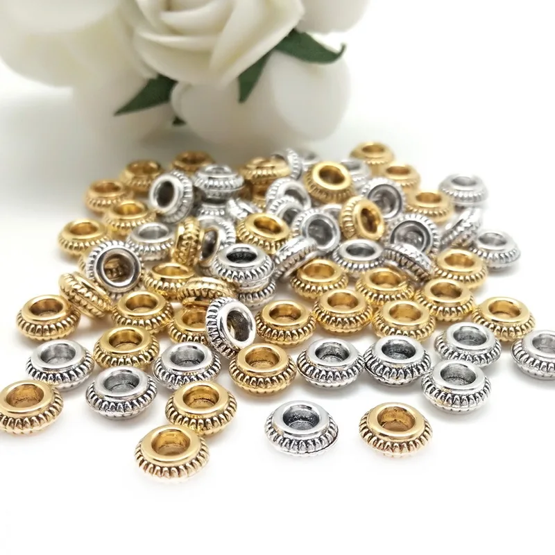 Wholesale 50pcs/lot Flat Round Beads Zinc Alloy Metal Spacer Beads For DIY Bracelet Necklace Jewelry Making Accessories
Wholesale 50pcs/lot Flat Round Beads Zinc Alloy Metal Spacer Beads For DIY Bracelet Necklace Jewelry Making Accessories
