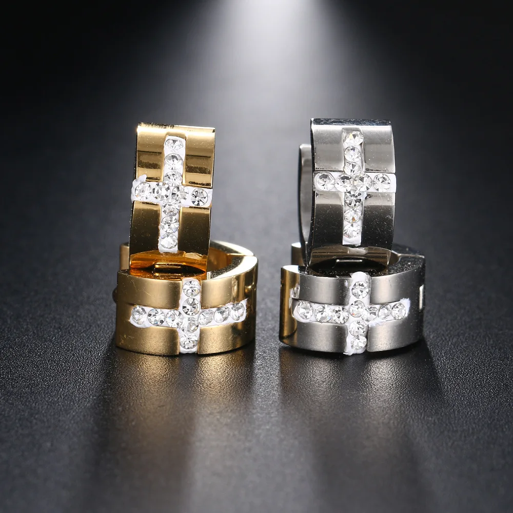 SHIYING cross shape crystal new rock style earrings stainless steel titanium hoop earrings for women there is 2 colour BXG13
SHIYING cross shape crystal new rock style earrings stainless steel titanium hoop earrings for women there is 2 colour BXG13