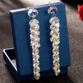 New Arrivals luxury Crystal Dangle Earrings High Quality Glass Crystal Handmade Long Drop Earrings Wedding Jewelry For Brides
New Arrivals luxury Crystal Dangle Earrings High Quality Glass Crystal Handmade Long Drop Earrings Wedding Jewelry For Brides