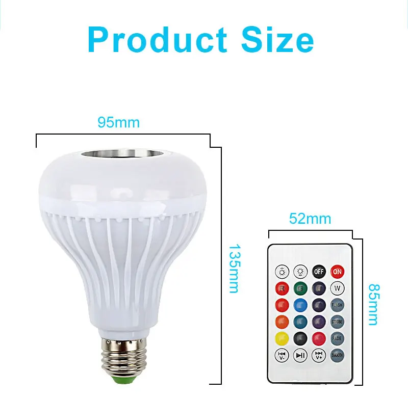 HF01 Wireless Bluetooth Speaker+12W RGB Bulb LED Lamp 110V 220V Smart Led Light Music Player Audio with Remote Control
HF01 Wireless Bluetooth Speaker+12W RGB Bulb LED Lamp 110V 220V Smart Led Light Music Player Audio with Remote Control