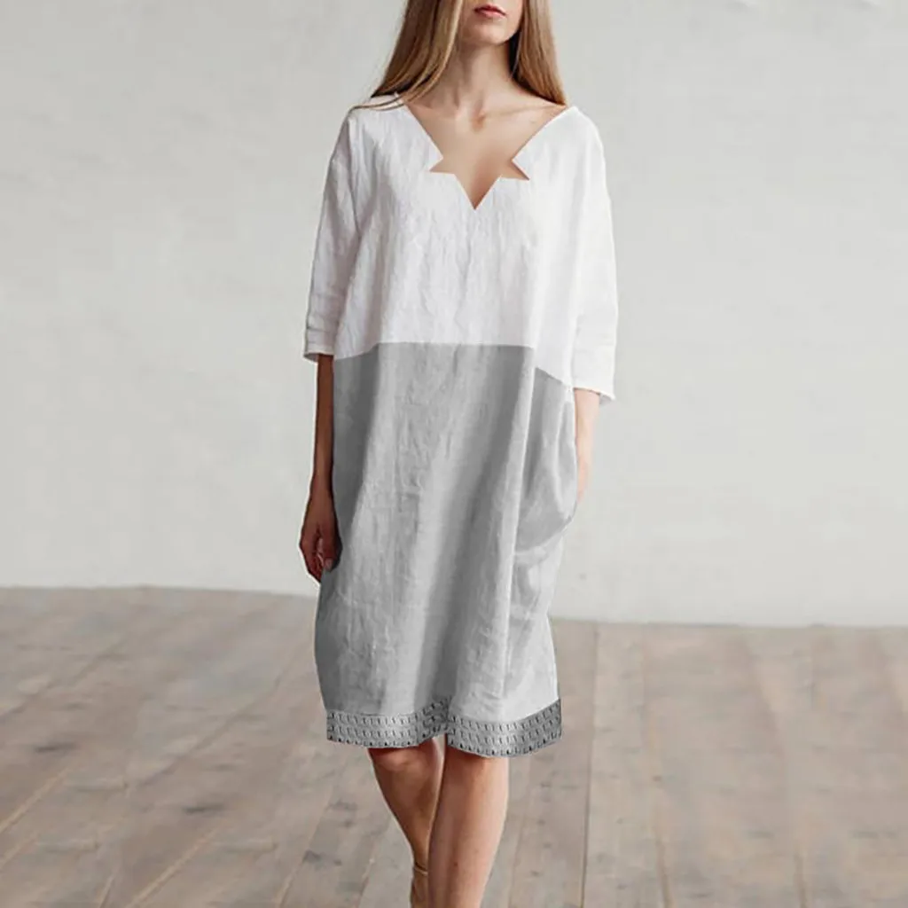 Summer Dress Women Fashion Casual Patchwork 1/2 Sleeved Pockets Loose Party Dresses Vestidos Mujer Vestiti Donna Robe Femme
Summer Dress Women Fashion Casual Patchwork 1/2 Sleeved Pockets Loose Party Dresses Vestidos Mujer Vestiti Donna Robe Femme