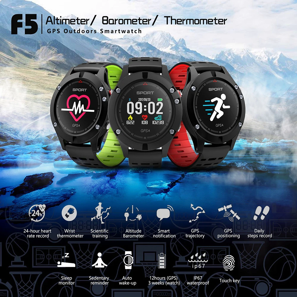 Timethinker F5 Smart Watch GPS Position Multi-Function Pedometer Heart Rate Monitor Sport Fitness Tracker IP67 Waterproof
Timethinker F5 Smart Watch GPS Position Multi-Function Pedometer Heart Rate Monitor Sport Fitness Tracker IP67 Waterproof