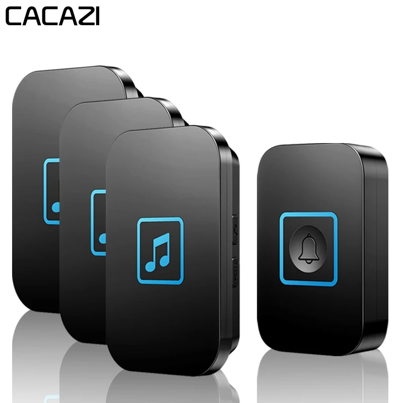 

CACAZI Intelligent Wireless Doorbell Waterproof 300M Remote 1 Button 3 Receiver US EU UK AU Plug LED Light Home Door Bell Chime