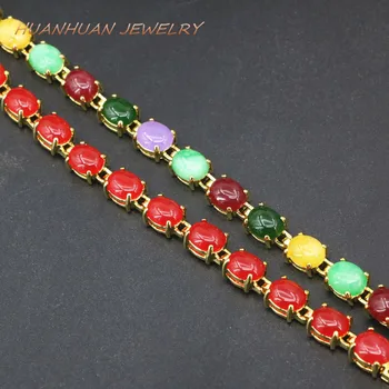 Copper Color-Color Link Bracelet Multicolor 6x8mm Bangle Bracelets Women Natural Stone Jades Chalcedony Jewelry 7.5inch B3397
Copper Color-Color Link Bracelet Multicolor 6x8mm Bangle Bracelets Women Natural Stone Jades Chalcedony Jewelry 7.5inch B3397