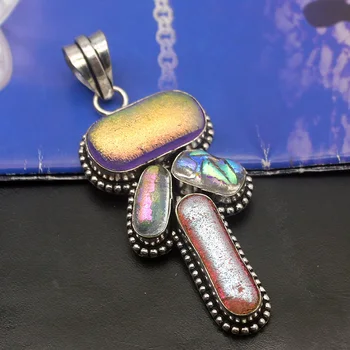 Charms Natural 925 Sterling Silver Color Rainbow Dichroic Glass Antique Pendant Necklace Jewelry 3 1/8 INCH TF713
Charms Natural 925 Sterling Silver Color Rainbow Dichroic Glass Antique Pendant Necklace Jewelry 3 1/8 INCH TF713