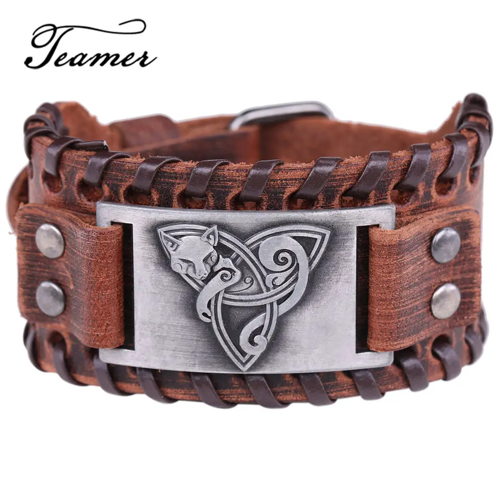 Teamer Fox Charm Bracelet Men Amulet Jewelry Wicca Symbol Triqueta Charms Bracelets Braid Leather Bracelets Adjustable Jewelry
Teamer Fox Charm Bracelet Men Amulet Jewelry Wicca Symbol Triqueta Charms Bracelets Braid Leather Bracelets Adjustable Jewelry
