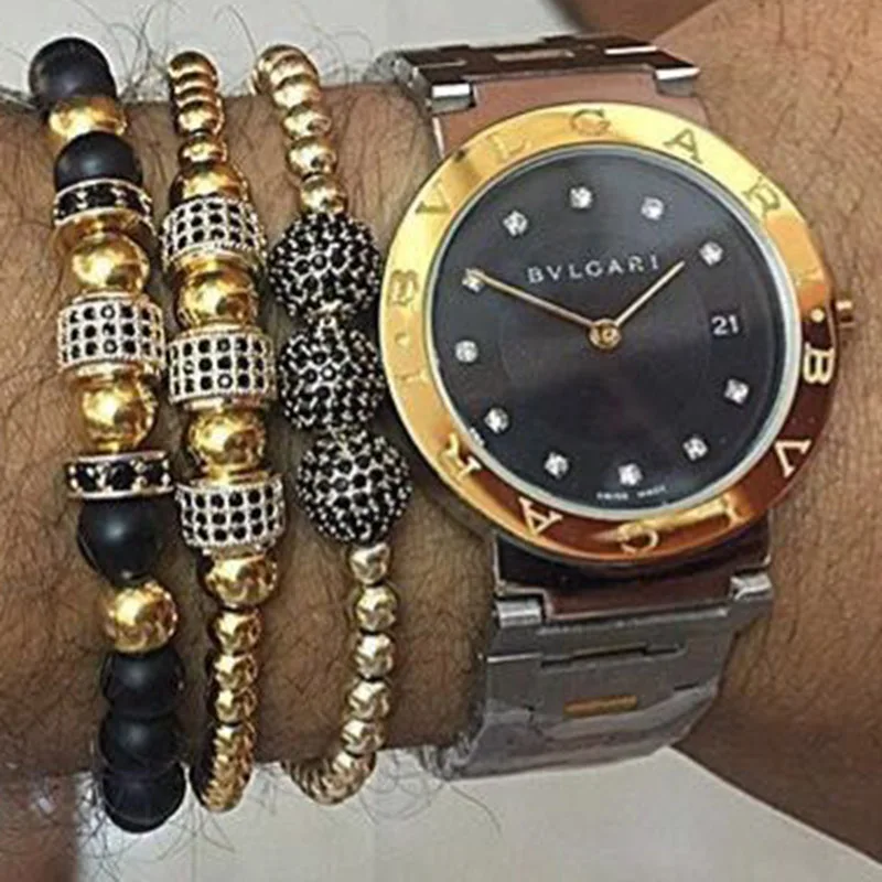 Men Bracelets Gold Color & Micro Pave Black CZ Beads & Black Matte Onxy Stone Beads Braiding Macrame Bracelet For Men Jewelry
Men Bracelets Gold Color & Micro Pave Black CZ Beads & Black Matte Onxy Stone Beads Braiding Macrame Bracelet For Men Jewelry