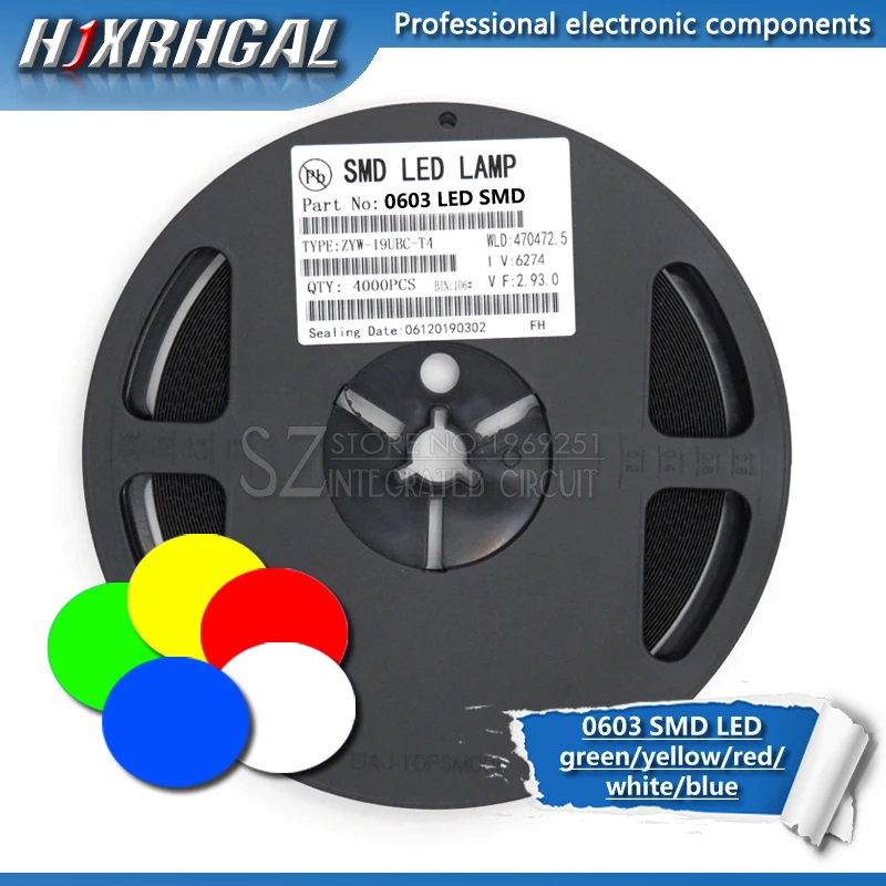 1Reel 4000pcs 0603 SMD LED diodes light yellow red green blue White new and original hjxrhgal
1Reel 4000pcs 0603 SMD LED diodes light yellow red green blue White new and original hjxrhgal