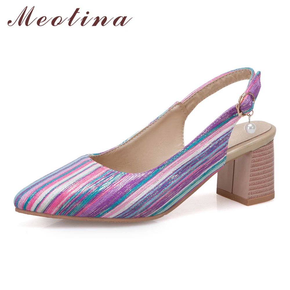 Meotina High Heels Shoes Women Luxury Pearl Chunky Heels Shoes Buckle Pointed Toe Slingbacks Pumps Female Spring Plus Size 33-46
Meotina High Heels Shoes Women Luxury Pearl Chunky Heels Shoes Buckle Pointed Toe Slingbacks Pumps Female Spring Plus Size 33-46