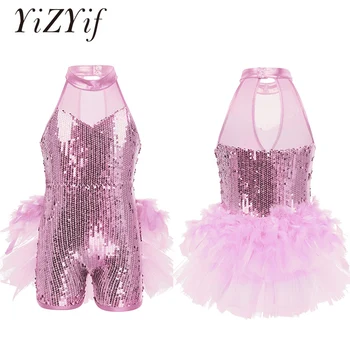 Girls Sequins Jazz Dance Costume Latin Ballet Leotard Jumpsuit Kids Sleeveless Mock Neck Shiny jazz Costume Feather Costumes
Girls Sequins Jazz Dance Costume Latin Ballet Leotard Jumpsuit Kids Sleeveless Mock Neck Shiny jazz Costume Feather Costumes