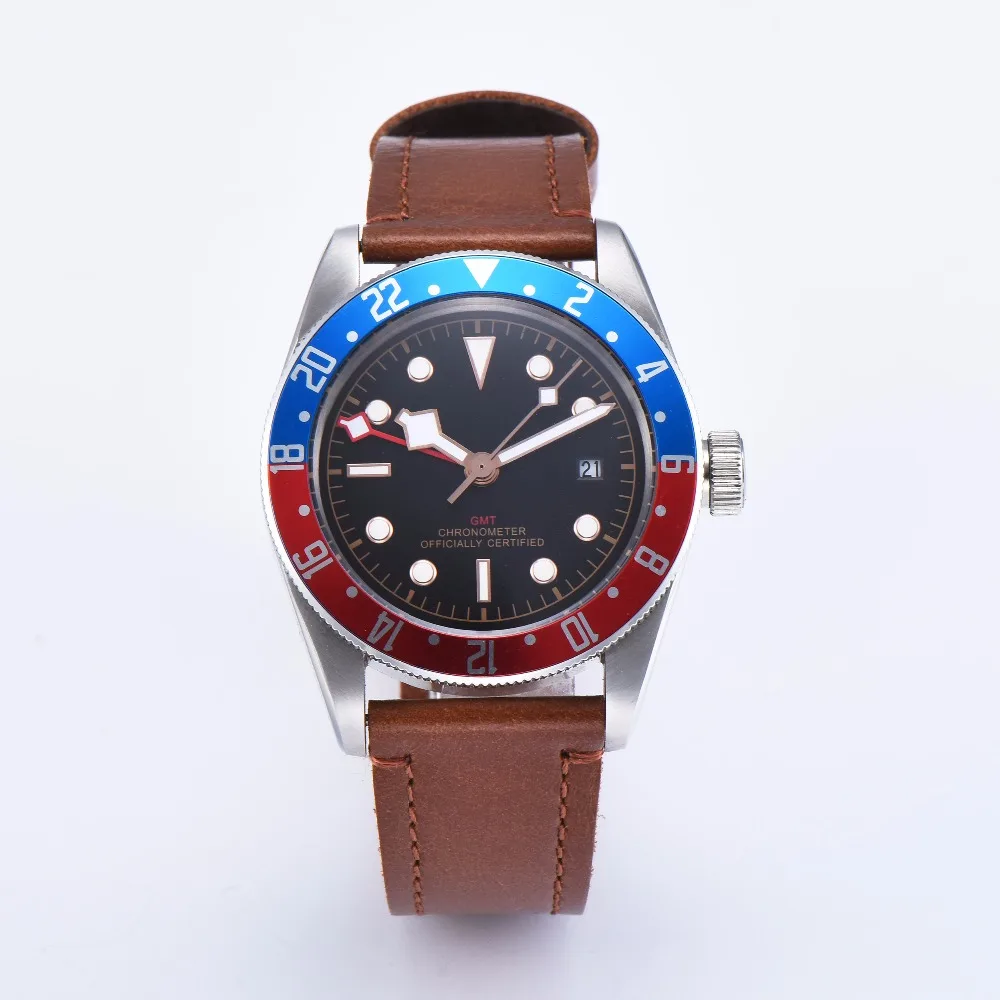 41mm Corgeut luminous dial rotating bezel light date GMT stainless steel deployment automatic movement men's watch
41mm Corgeut luminous dial rotating bezel light date GMT stainless steel deployment automatic movement men's watch
