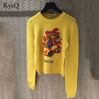 2020 Runway Designer Vintage Winter Yellow Monster Embroidery Sweater Pullovers Women Long Sleeve Female Jumper Knitted Clothing
2020 Runway Designer Vintage Winter Yellow Monster Embroidery Sweater Pullovers Women Long Sleeve Female Jumper Knitted Clothing
