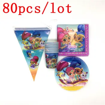 Shimmer Shine 80Pcs/Lot Disposable Tableware Cup Plate Wedding Kid Favors Birthday Baby Shower Banners Decoration Set Supply
Shimmer Shine 80Pcs/Lot Disposable Tableware Cup Plate Wedding Kid Favors Birthday Baby Shower Banners Decoration Set Supply